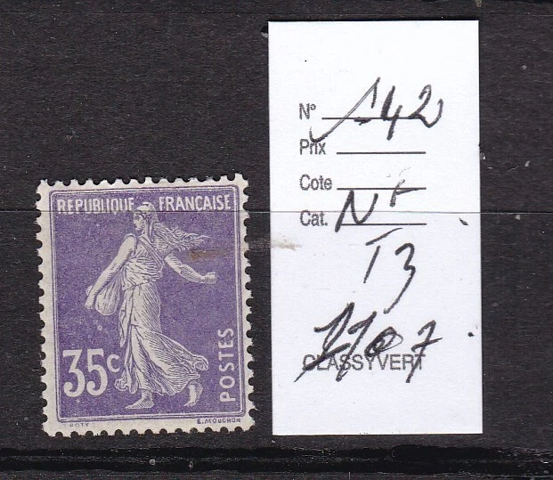 Timbre France Yvert No 82d Type II Sage 1 fr vert bronze Oblitéré