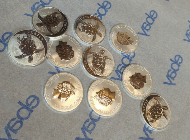 Lot of 10- 2016 Niue $2 Hawksbill Sea Turtle - 1 Oz Fine Silver -
