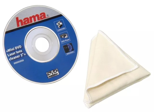 Hama Mini-DVD DV Laser-Reinigungs-Disc Bürste + Tuch 3 Zoll 7,6cm Reinigungsdisk