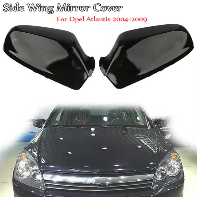 2x Gloss Black For Vauxhall Astra H MK5 Wing Mirror Cover Cap Casing 2004-2009