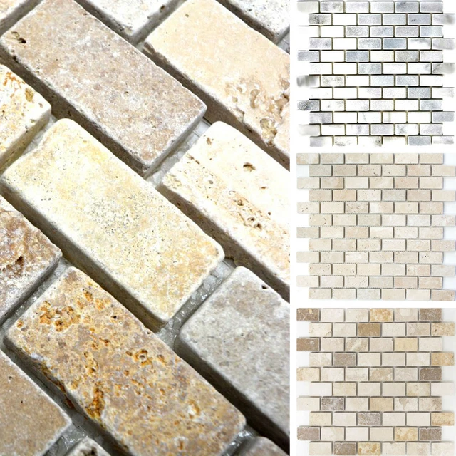Pierre naturelle Carreaux de mosaique Travertin jaune d'or mat mur sol cuisine salle de bain douche - F-45-M510 - Mosaikfliesen - Glasmosaik - Keramikmosaik