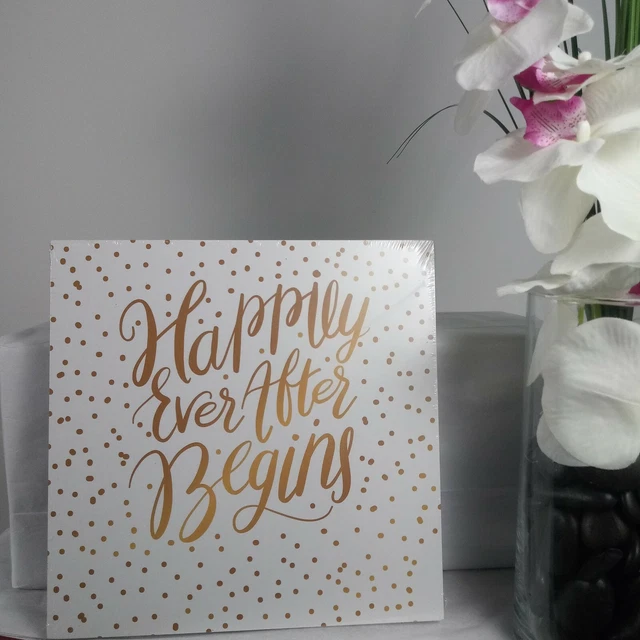 Letrero de caja de boda NUEVO Decoración del hogar Acento independiente o colgante oro blanco recién casados