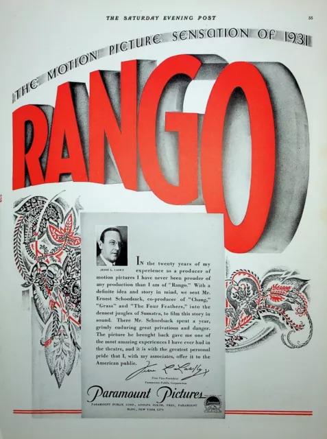 Original 1931 Ad for Rango, Paramount Pictures