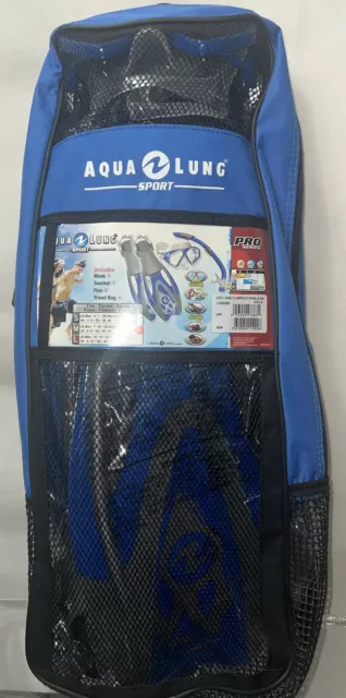 Aqua Lung Pro Sport Set Mask,snorkel,fins,bag Sealed Size M U.K. 6-8 Shoe Blue