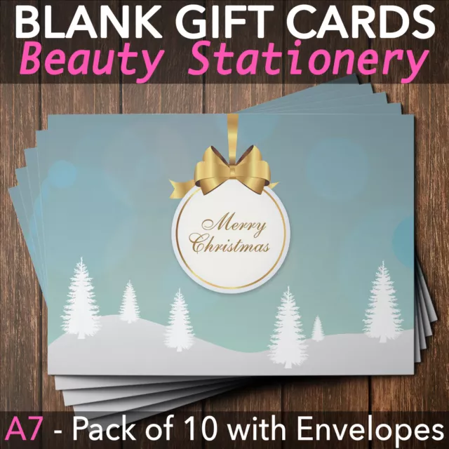 Christmas Gift Voucher Blank Beauty Salon Card Nail Massage x10 A7+Envelopes