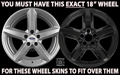 4 BLACK 2016-2019 Ford Explorer 18" Alloy Wheel Skins Full Rim Covers Hub Caps 2