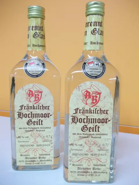 2 FLASCHEN Fränkischer Hochmoorgeist, Kräuterlikör - 0,7 ltr. (42,85€/1l) 56%