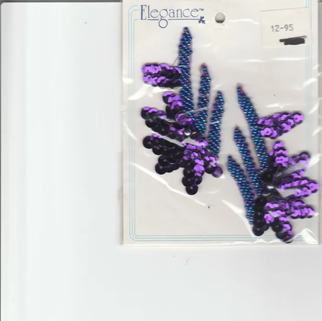Aplique con cuentas de lentejuelas elegante década de 1990 azul púrpura