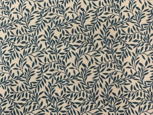 Rufford Wood Mini  Leaf  Stiffkey Blue Cotton 140cm wide Curtain/Craft Fabric