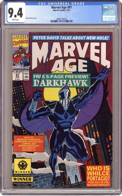 Marvel Age #97 CGC 9.4 1991 3840176010 1st app. Darkhawk