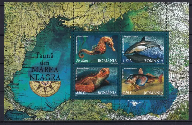 Romania 2007 Marine Life, Turtles, Fish MNH sheet