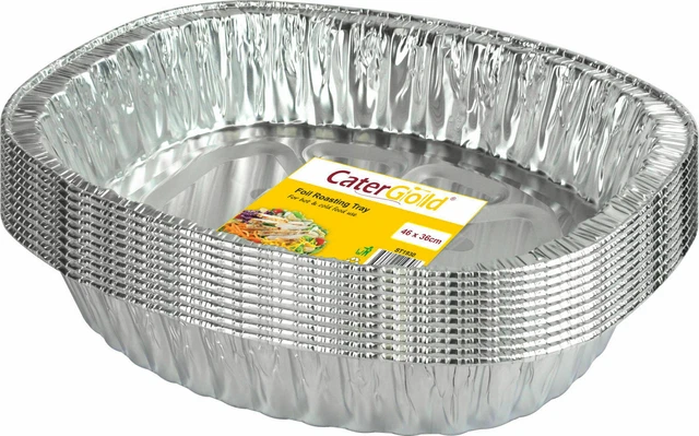 Große ovale Einweg Aluminium Folienschalen 46cm x 36cm x 8cm zum Braten Backen