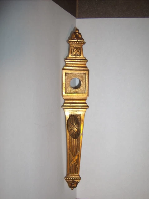 Antique DOOR HARDWARE Gilded Brass Handle Escutcheon Back Plate Turn Knob