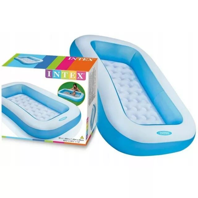 Intex Inflatable Rectangular Paddling Pool Swimming Paddling Pool Summer Fun