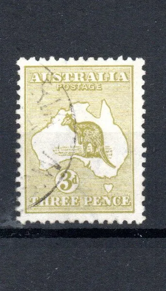 Australien 1915-27 3D Gelboliv Kangaroo Gefärbt II Sg 37d Fu Cds