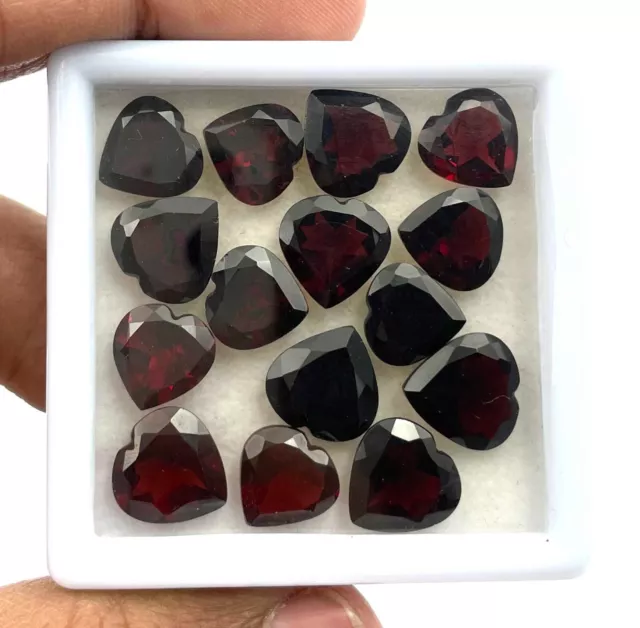 Natural Red Garnet Heart Cut Loose Gemstone Lot 6 Pcs 10 MM 20 CT 2