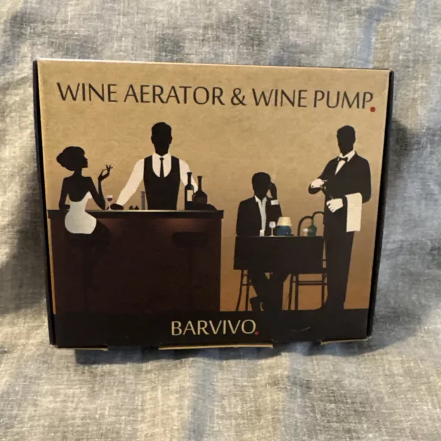 8 pc Barvivo Wine Aerator & Wine Pump Boxed Set With 2 Vacuum Bottle Stoppers