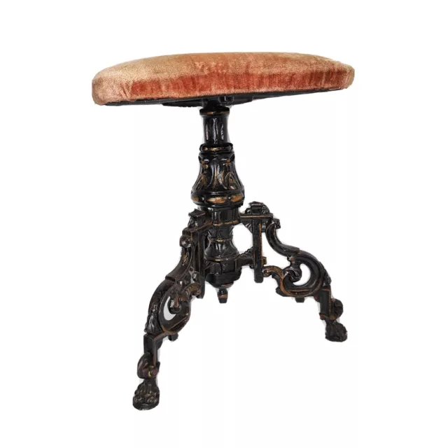 Antique Pat. May 1866 Victorian Full Cast Iron Base Swivel Piano Saloon Stool Antique Pat. May 1866 Victorian Full Cast Iron Base Swivel Piano Saloon Stool