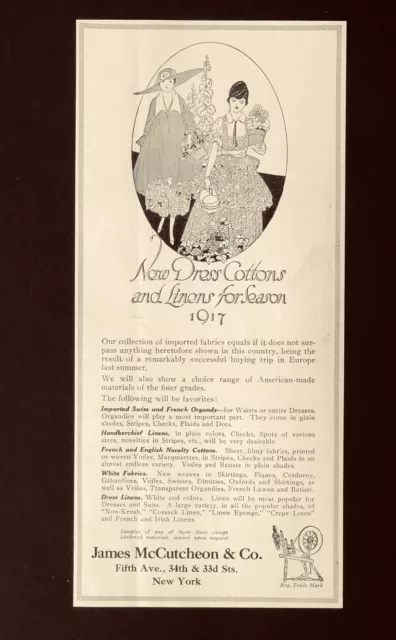 1917 Dress Collection Advertisement Women Fashion McCutcheon Antique Print AD