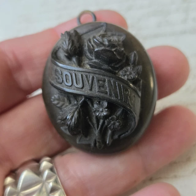 Broche Médaillon Napoléon III En Argent Fin - Travail De Cheveux - Bijou Souvenir Ancien
