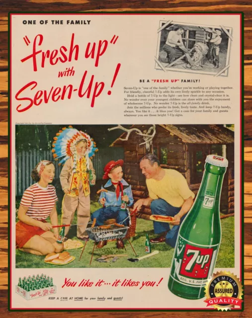 7up - Fresh Up with Seven-Up! - 1950s - Metal Sign 11 x 14