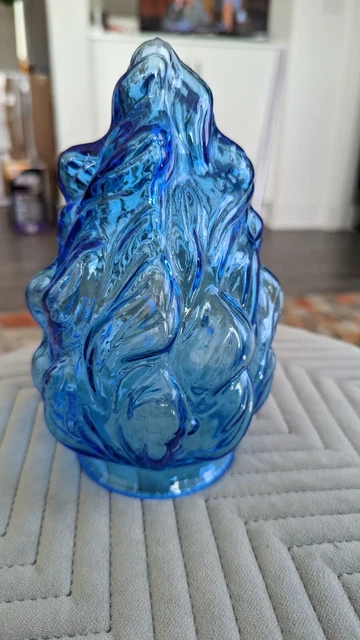 SUPER RARE BLUE Glass FLAME Art Deco Shade table ceiling Lamp lighting globe