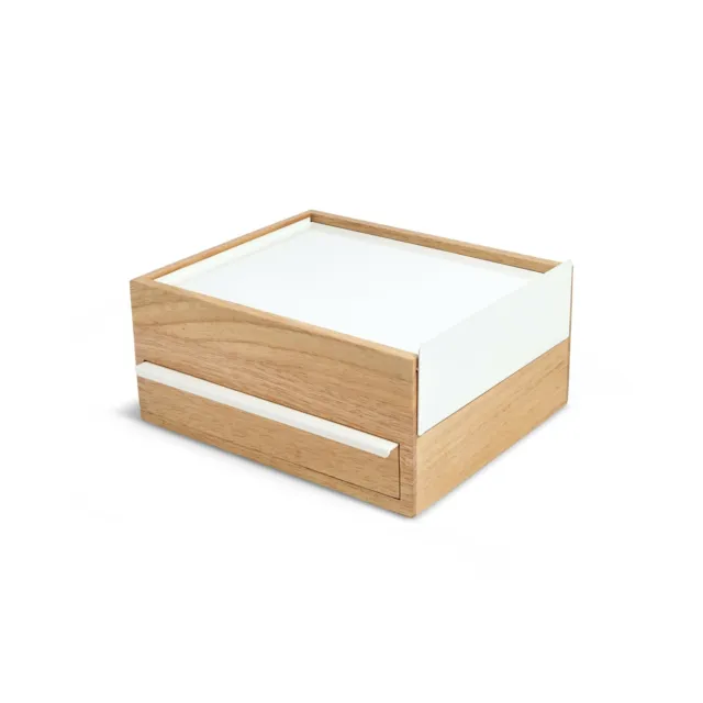 Boîte à bijoux organisateur moderne compartiment caché tiroir accessoires blanc naturel 2