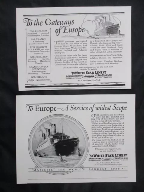 2  1923 Advertisements "White Star Line", Ocean Liners - FRAME FOR A GIFT