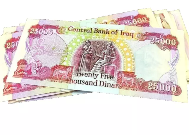 Rare New 10 x 25,000 Iraqi Dinars UNC 2003, 250,000 IQD 1/4 Million Dinar w/COA