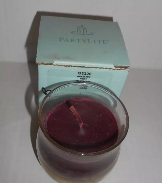 Partylite Candle Jar Mini  BARREL Best Burn Mulberry G3329