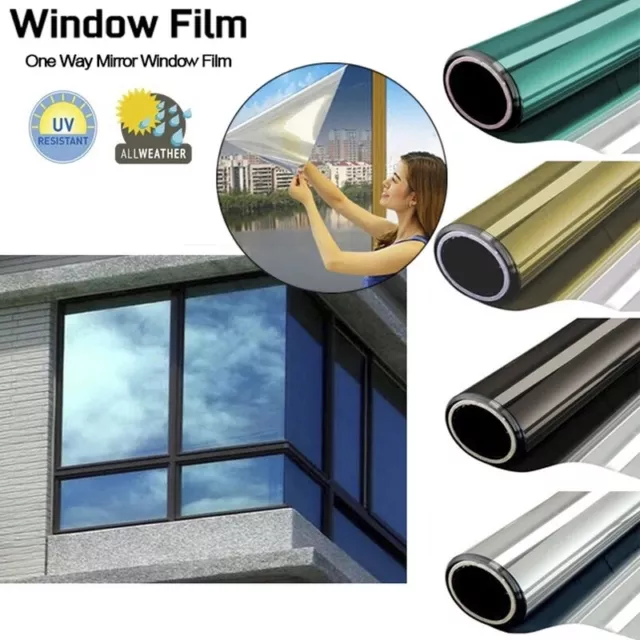 Mirror Window Film Privacy Sun Blocking Glass Sticker Reflective Film Adhesive