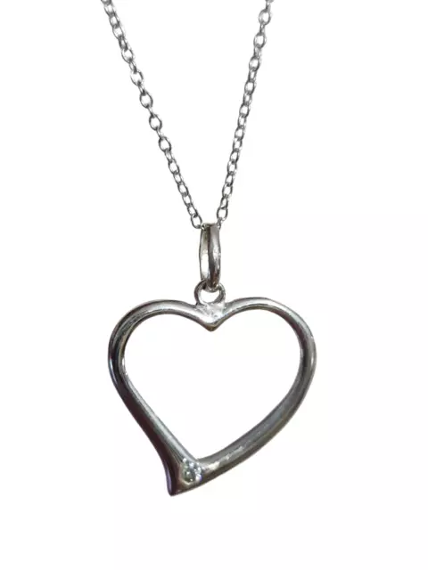 Collier pendentif coeur cristal CZ 18" chaîne bijoux en argent sterling 925...