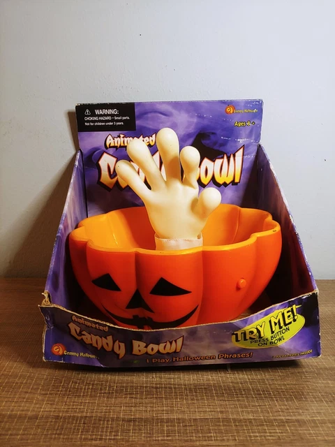 Vintage 2002 Gemmy Animated Haunted Candy Bowl Jack-o-lantern NiB Sound Motion