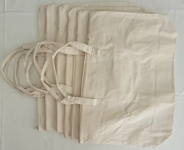 24 Pack - Blank Natural Color Canvas Tote Bags - Wholesale Plain Tote Bags  Bulk 
