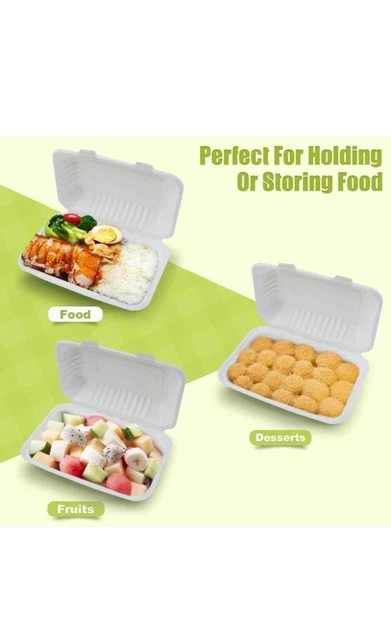 9x6 Compostable Sugarcane/ Bagasse Takeout Box, Single Compartment 250 Units
