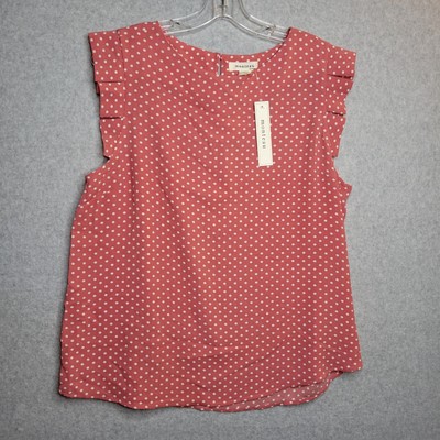 Monteau Los Angeles Womens Sz XL Polka Dot Top Shear Blouse NEW