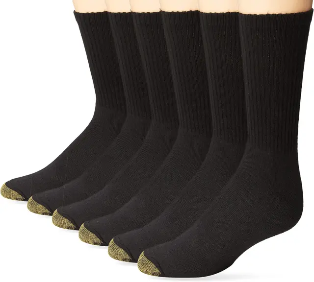 Gold Toe Men's 656s Cotton Crew Athletic Socks, Multipairs, Black (6-Pairs)Large