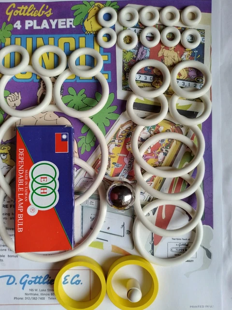 Kit De Pièces Pour Flipper Gottlieb Jungle/Wild Live - Élastiques, Ampoules, Bille, Neuf