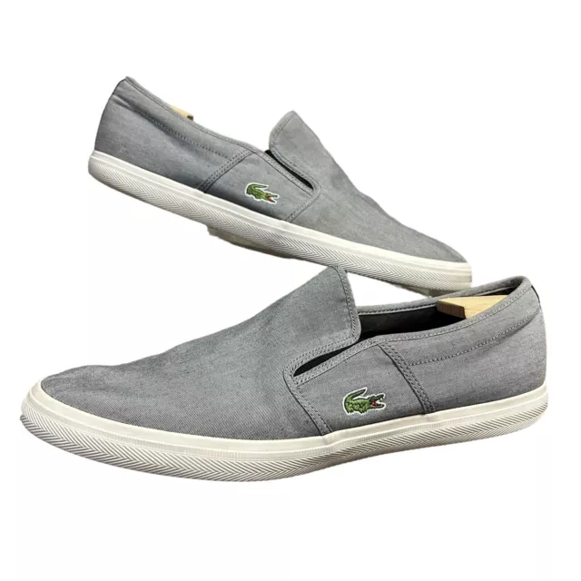 Lacoste Gazon Sport Gray Canvas Slip On Comfort Casual Loafer Shoes Men Size 13