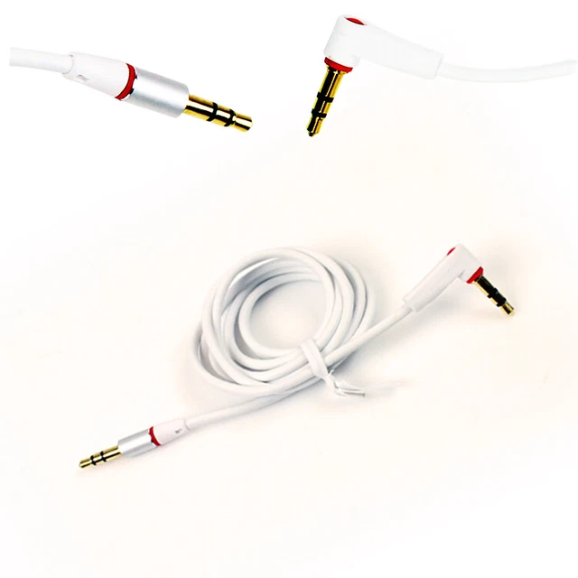 4Ft 3.5Mm Aux L M/M Audio Cable Cord White For Lg Optimus G2 L9 Htc One Moto X G