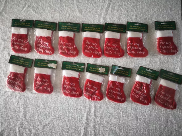 14 x Tiny Santa Sacks "For Very Expensive Little Things" New Unused Ex-Stock