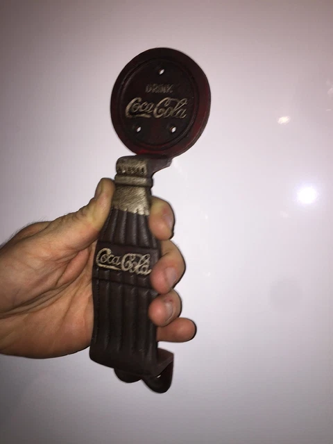 Coca Cola Solid Metal Cast Iron Door Handle 9+ Inch Patina Collector Soda Coke
