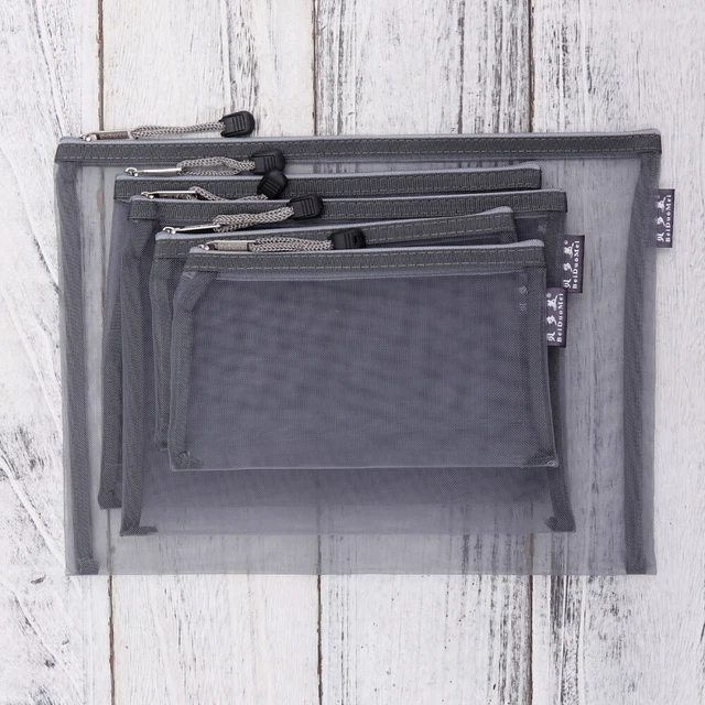 5 Pcs Office Zip Document Holder Travel Mesh Bag Pouch Toiletries 2