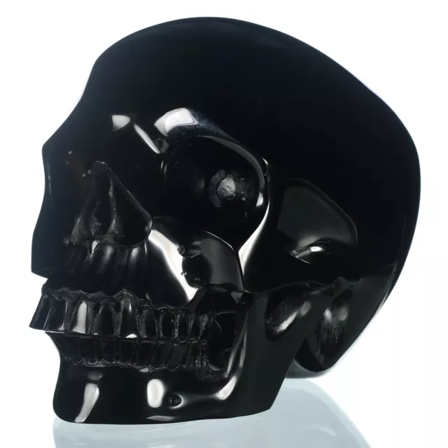 Coleccionables de cráneo humano de cristal de obsidiana negro natural de 6,06" #34B46