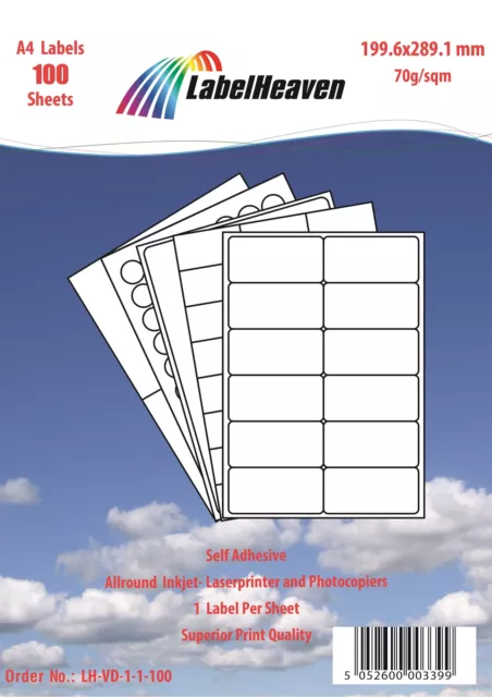 Universal Etiketten selbstklebend Format und Menge nach Wahl von LH LHVD1-LHVD4