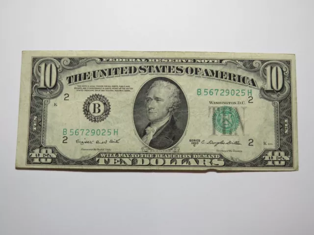 $10 1950 New York City NY Federal Reserve Bank Note Currency Bill USA Money VF