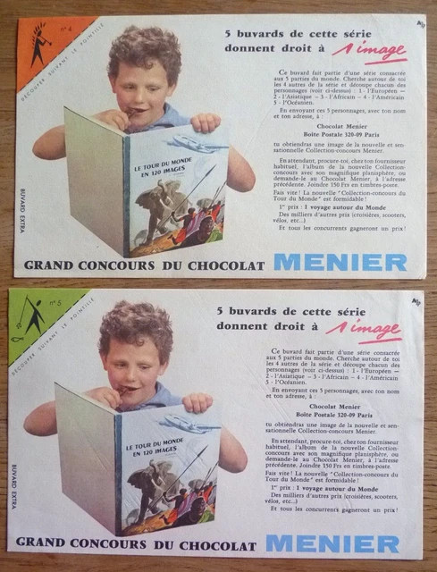 Buvard - Chocolat Menier Vignettes 4 & 5 - Le Tour Du Monde En 120 Images -