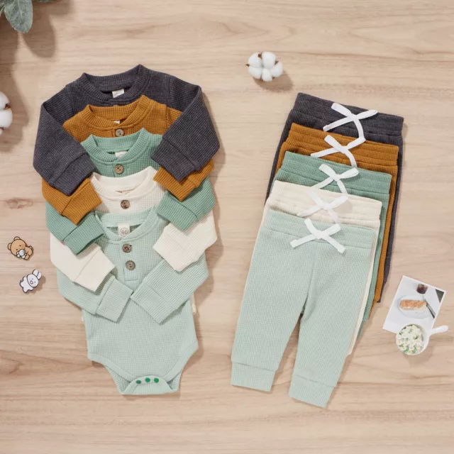 Newborn Baby Boy Girl Clothes Set Long Sleeve Tops T-shirt Pants Outfit 0-24M
