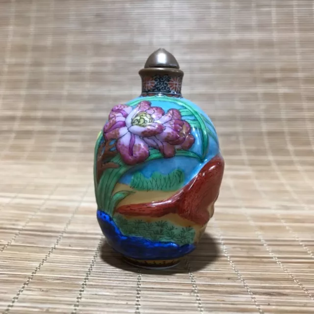 Collect China Old porcelain Enamel Hand painting fox pattern snuff bottle