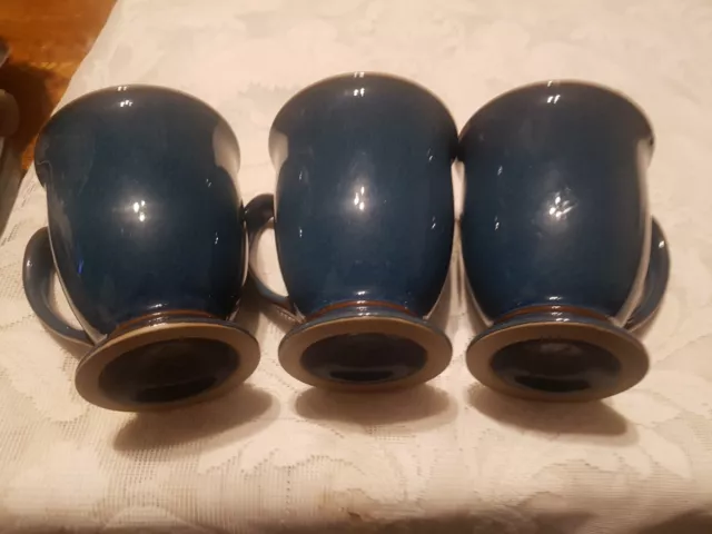 3 x Vintage Denby Imperial Blue Footed Mug